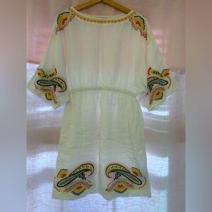 Boden linen embroidered dress (size: 6)